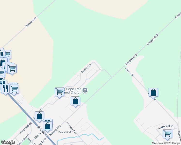 map of restaurants, bars, coffee shops, grocery stores, and more near 142 Regency Drive in Chatham