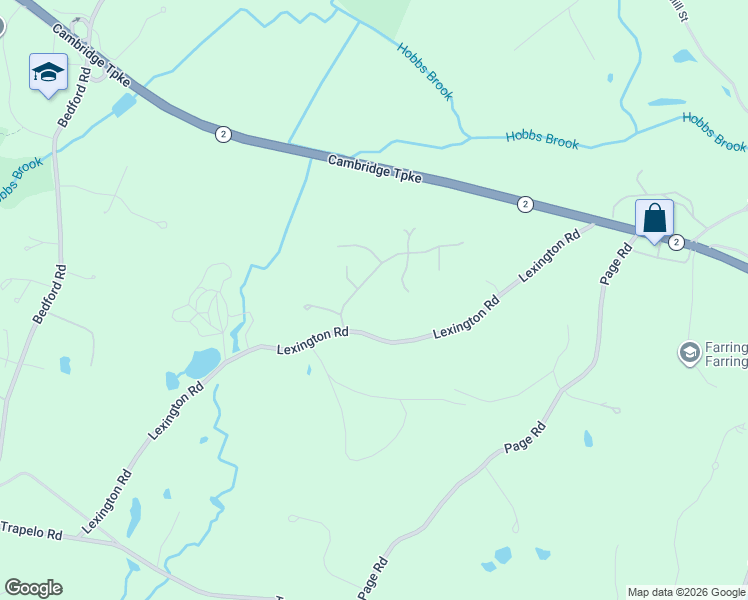 map of restaurants, bars, coffee shops, grocery stores, and more near 18 Oak Meadow Road in Lincoln