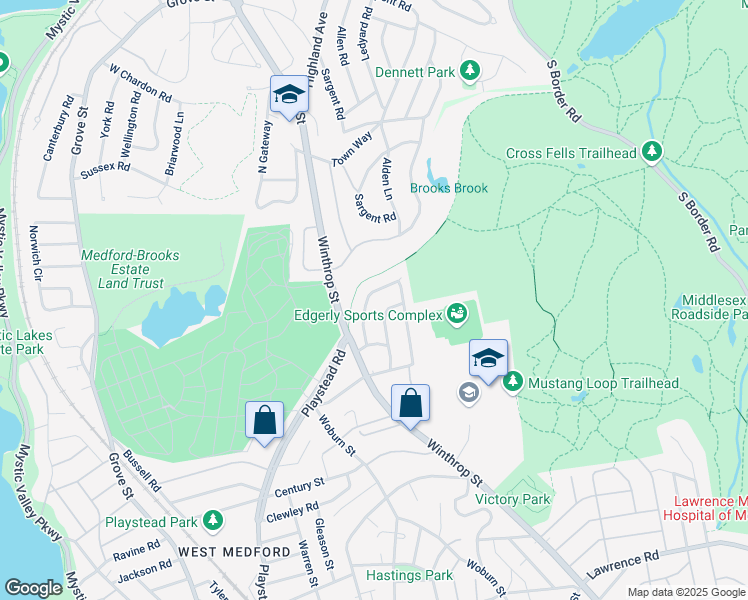 map of restaurants, bars, coffee shops, grocery stores, and more near 24 Ronaele Road in Medford