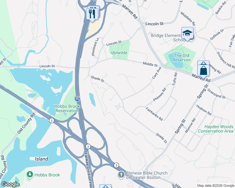 map of restaurants, bars, coffee shops, grocery stores, and more near 115 Shade Street in Lexington