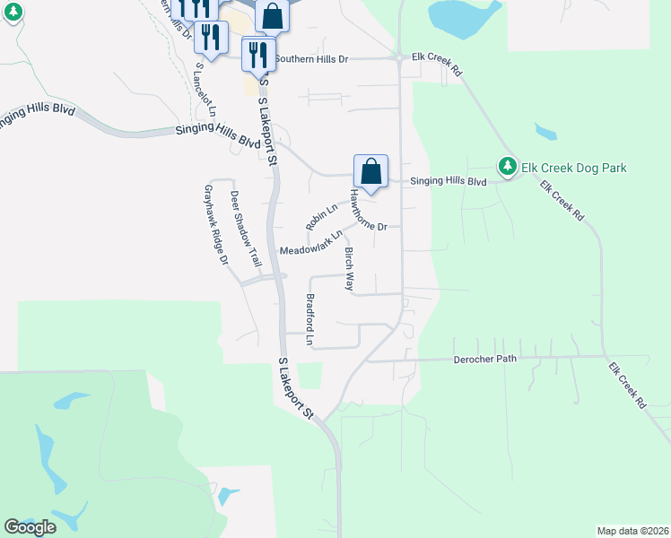 map of restaurants, bars, coffee shops, grocery stores, and more near Meadowlark Ln in Sioux City