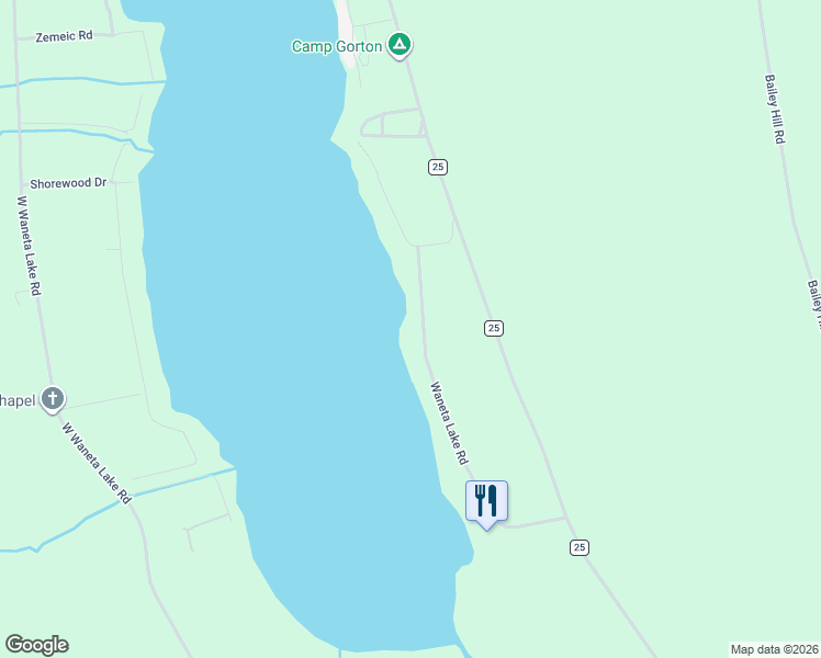 map of restaurants, bars, coffee shops, grocery stores, and more near 4147 East Waneta Lake Road in Dundee