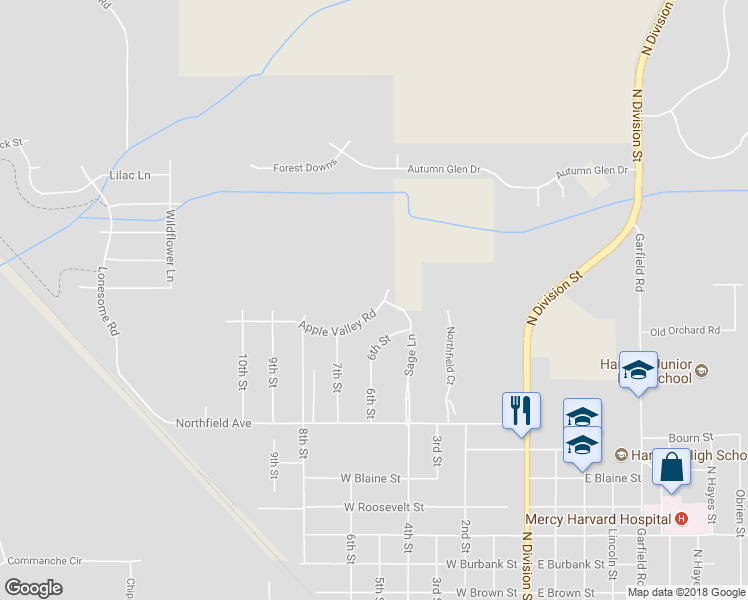 map of restaurants, bars, coffee shops, grocery stores, and more near 519 Apple Valley Road in Harvard