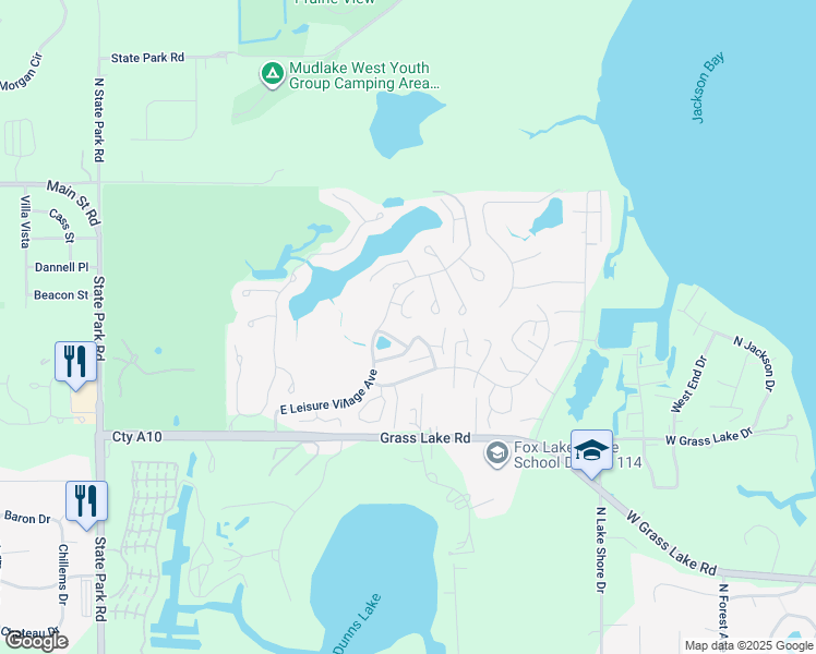 map of restaurants, bars, coffee shops, grocery stores, and more near 7402 Dunwood Court in Fox Lake