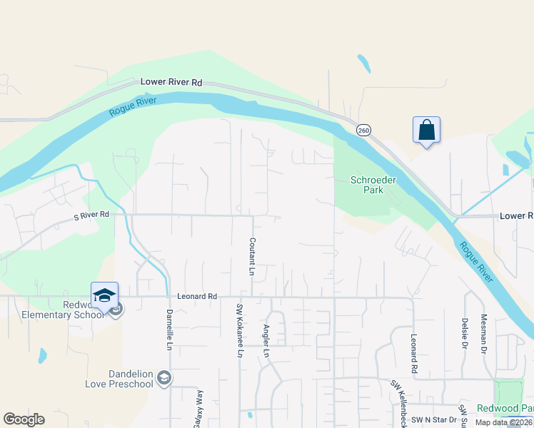 map of restaurants, bars, coffee shops, grocery stores, and more near 660 Coutant Lane in Grants Pass