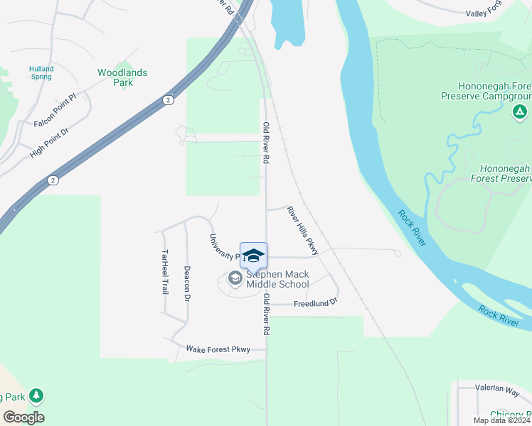 map of restaurants, bars, coffee shops, grocery stores, and more near 11810 Old River Road in Rockton