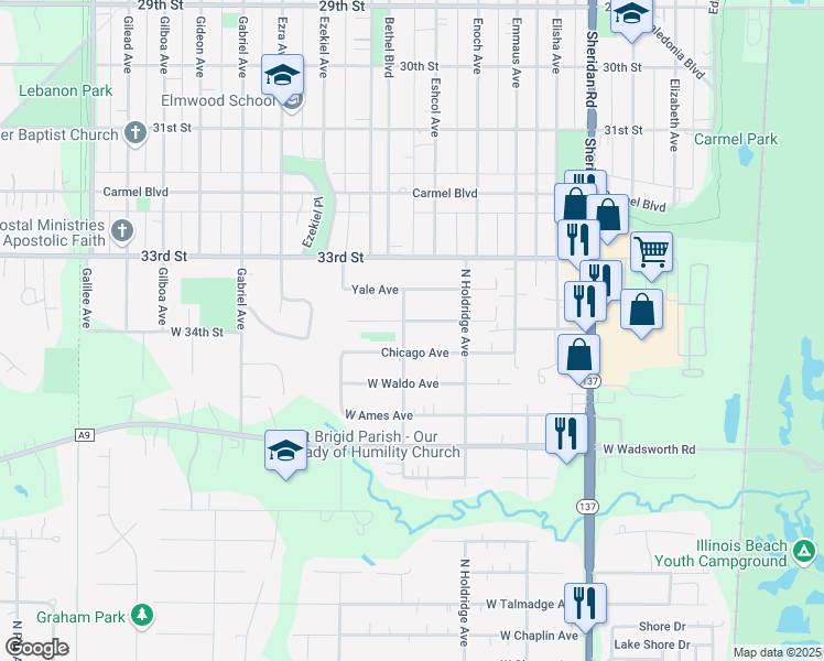 map of restaurants, bars, coffee shops, grocery stores, and more near 10361 West Illinois Avenue in Beach Park