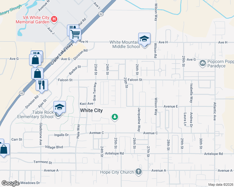 map of restaurants, bars, coffee shops, grocery stores, and more near 2700 Falcon Street in White City