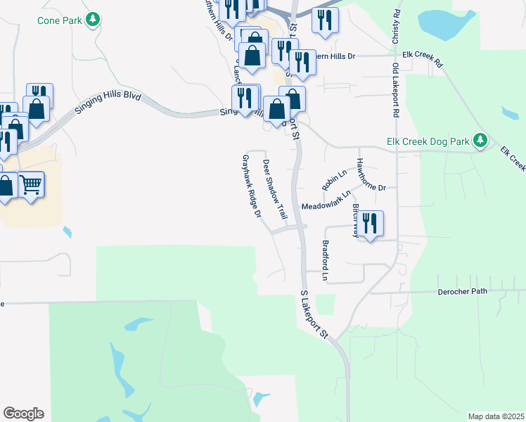 map of restaurants, bars, coffee shops, grocery stores, and more near 4616 Grayhawk Ridge Drive in Sioux City