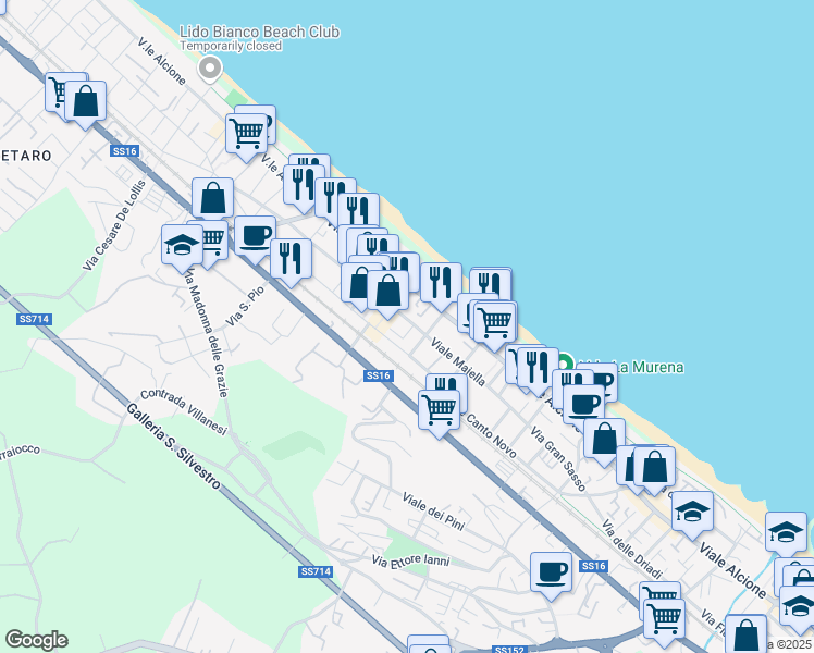map of restaurants, bars, coffee shops, grocery stores, and more near 22 Viale Maiella in Francavilla al Mare