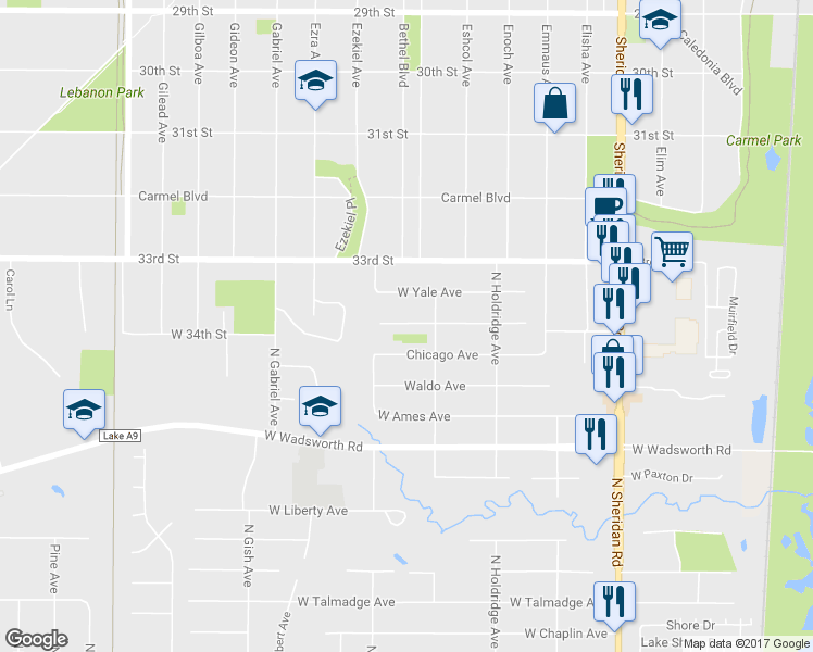 map of restaurants, bars, coffee shops, grocery stores, and more near 10433 West Illinois Avenue in Beach Park