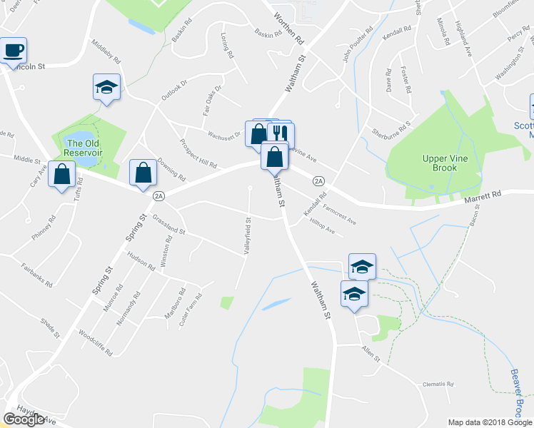 map of restaurants, bars, coffee shops, grocery stores, and more near 92 Bridge Street in Lexington