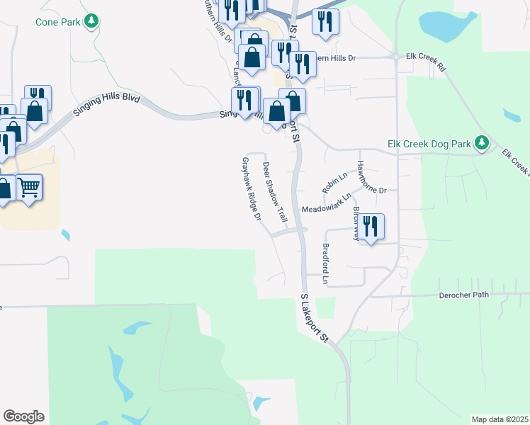 map of restaurants, bars, coffee shops, grocery stores, and more near 4616 Grayhawk Ridge Drive in Sioux City