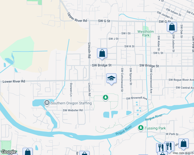 map of restaurants, bars, coffee shops, grocery stores, and more near 1979 SW Betty Ln in Grants Pass