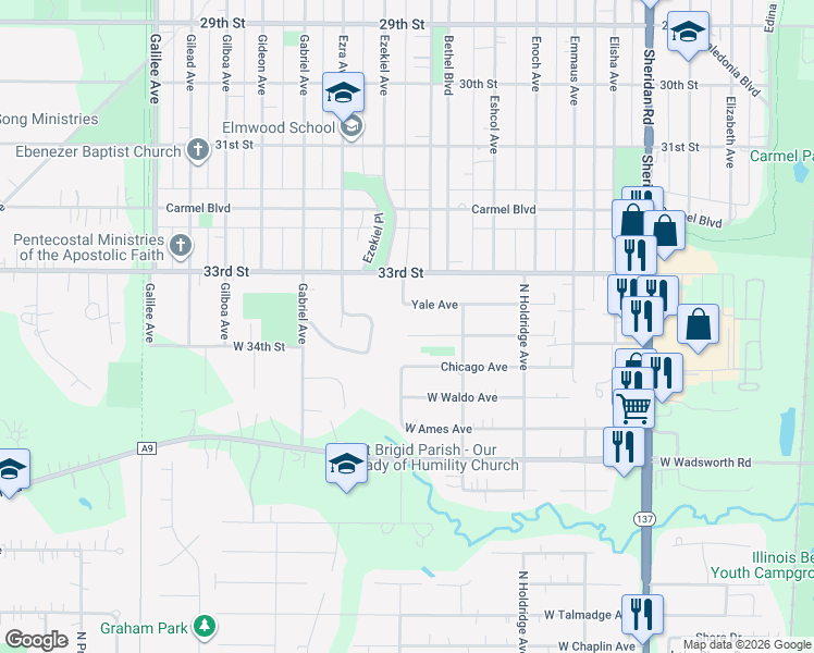 map of restaurants, bars, coffee shops, grocery stores, and more near 10486 West Illinois Avenue in Beach Park