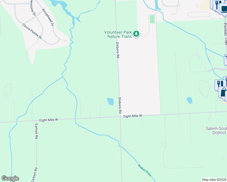 map of restaurants, bars, coffee shops, grocery stores, and more near 20901 Dixboro Road in South Lyon