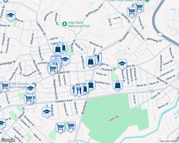 map of restaurants, bars, coffee shops, grocery stores, and more near in 