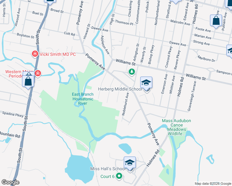 map of restaurants, bars, coffee shops, grocery stores, and more near 31 Kenilworth St in Pittsfield