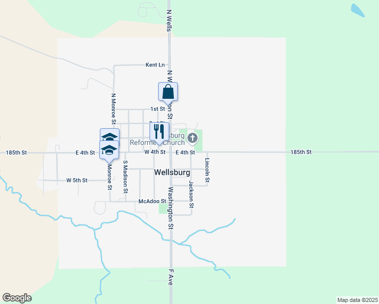 map of restaurants, bars, coffee shops, grocery stores, and more near 601 East 4th Street in Wellsburg