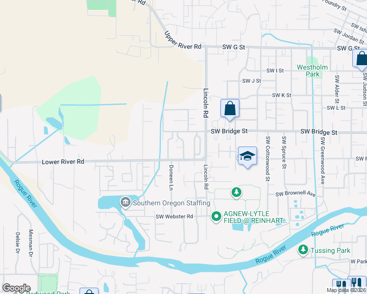 map of restaurants, bars, coffee shops, grocery stores, and more near 759 Tami Road in Grants Pass