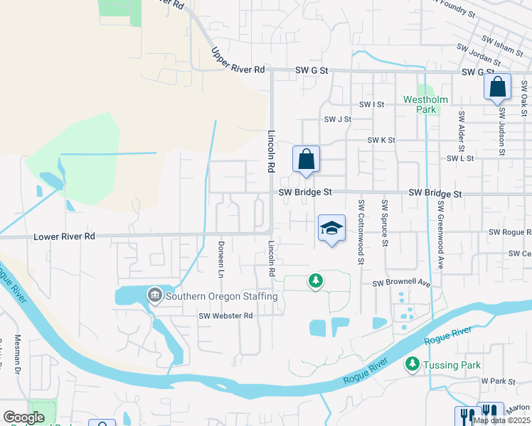 map of restaurants, bars, coffee shops, grocery stores, and more near 750 Lincoln Road in Grants Pass