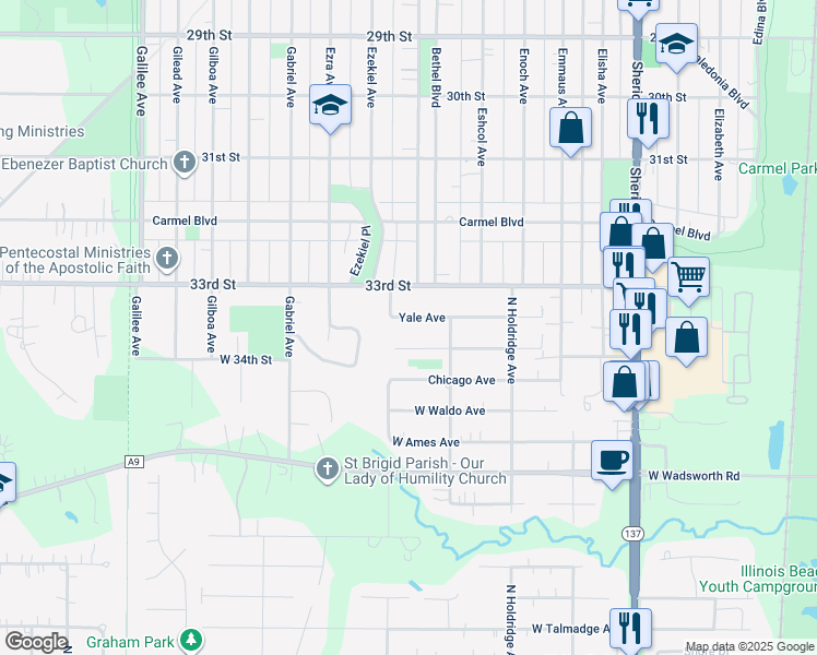 map of restaurants, bars, coffee shops, grocery stores, and more near 10433 West Illinois Avenue in Beach Park