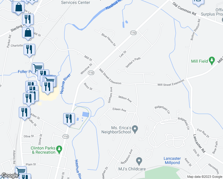 map of restaurants, bars, coffee shops, grocery stores, and more near 4 Gorham Avenue in Clinton