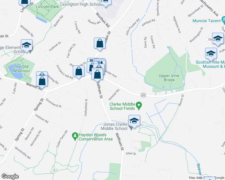 map of restaurants, bars, coffee shops, grocery stores, and more near 30 Farmcrest Avenue in Lexington