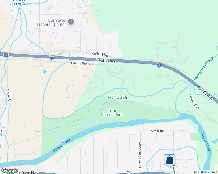 map of restaurants, bars, coffee shops, grocery stores, and more near 3307 Pearce Park Road in Grants Pass
