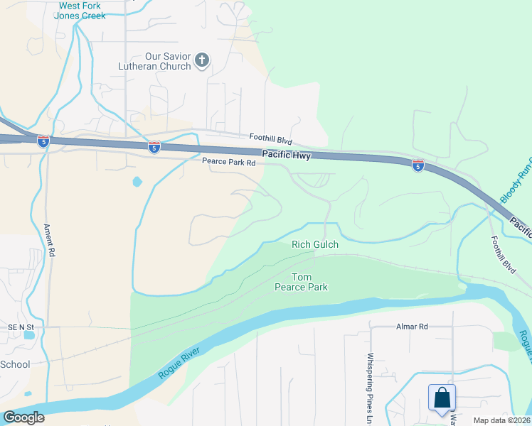 map of restaurants, bars, coffee shops, grocery stores, and more near 3039 Pearce Park Road in Grants Pass