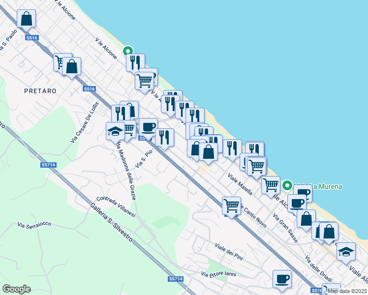 map of restaurants, bars, coffee shops, grocery stores, and more near 4 Via Treste in Francavilla al Mare