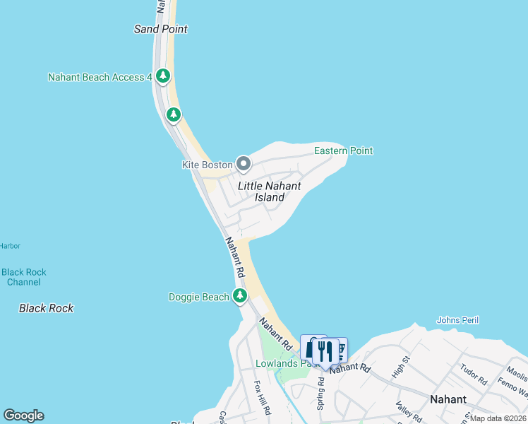 map of restaurants, bars, coffee shops, grocery stores, and more near 27 Mills Terrace in Nahant