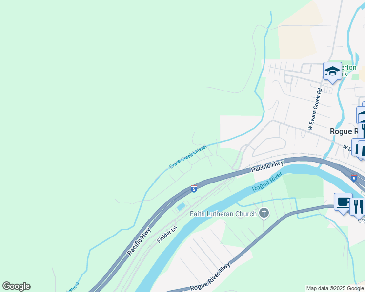map of restaurants, bars, coffee shops, grocery stores, and more near 5648 Foothill Boulevard in Grants Pass