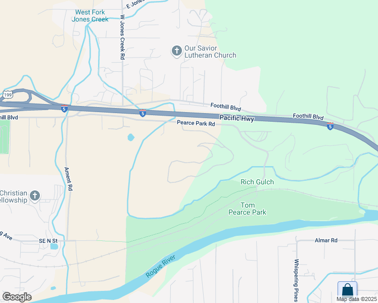 map of restaurants, bars, coffee shops, grocery stores, and more near 3013 Pearce Park Road in Grants Pass
