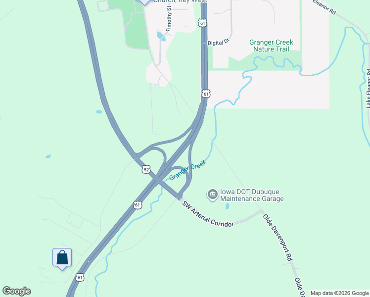map of restaurants, bars, coffee shops, grocery stores, and more near South Highway 61 in Dubuque
