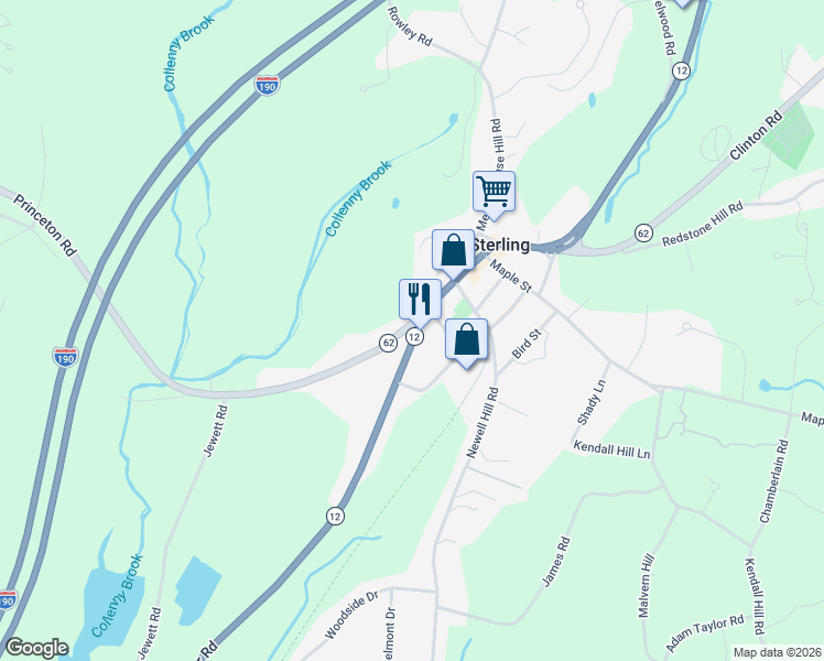 map of restaurants, bars, coffee shops, grocery stores, and more near 2 Princeton Road in Sterling