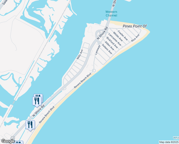 map of restaurants, bars, coffee shops, grocery stores, and more near 689 Revere Beach Boulevard in Revere