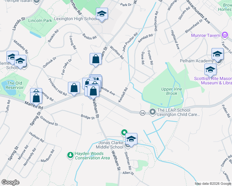 map of restaurants, bars, coffee shops, grocery stores, and more near 34 Grapevine Avenue in Lexington