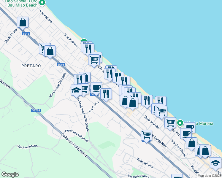 map of restaurants, bars, coffee shops, grocery stores, and more near 1 Via delle Napee in Francavilla al Mare