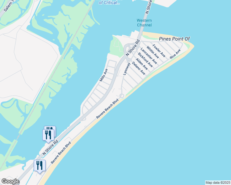 map of restaurants, bars, coffee shops, grocery stores, and more near 6 Lynnway in Revere