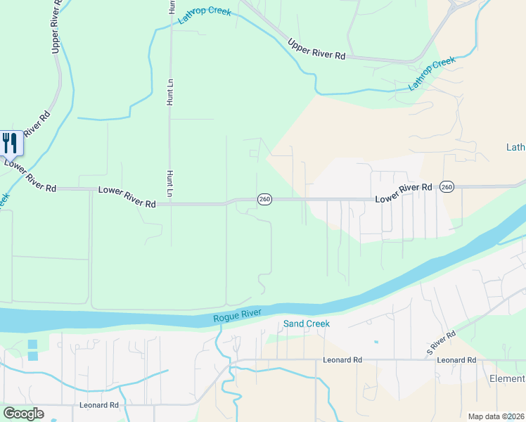 map of restaurants, bars, coffee shops, grocery stores, and more near 4945 Lower River Road in Grants Pass