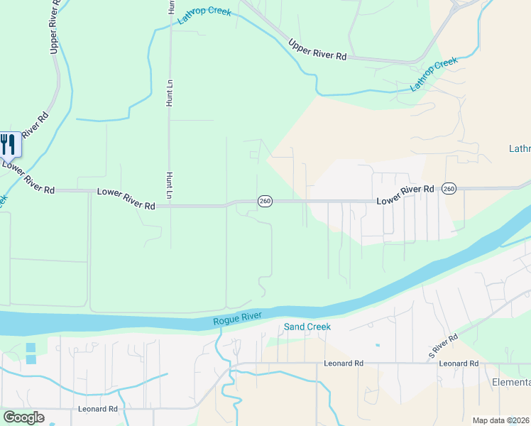 map of restaurants, bars, coffee shops, grocery stores, and more near 4945 Lower River Road in Grants Pass