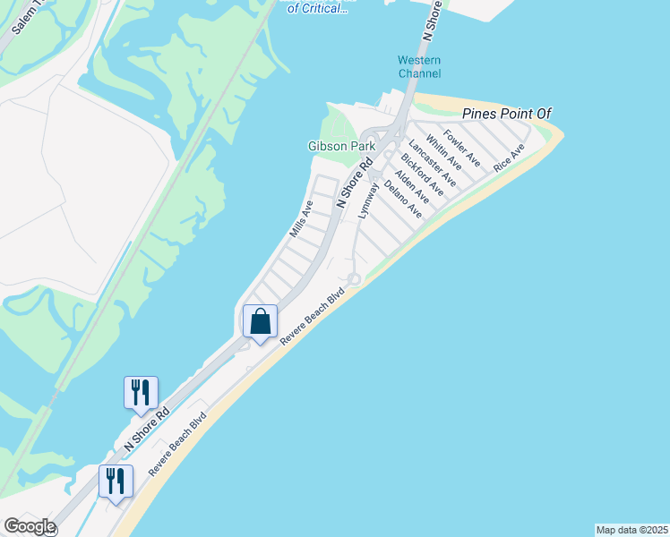 map of restaurants, bars, coffee shops, grocery stores, and more near 6 Lynnway in Revere