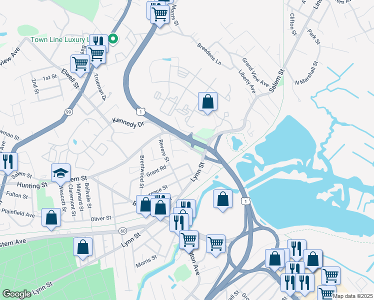 map of restaurants, bars, coffee shops, grocery stores, and more near 24 Delta Terrace in Malden