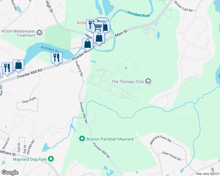 map of restaurants, bars, coffee shops, grocery stores, and more near 4 Nathan Pratt Drive in Concord
