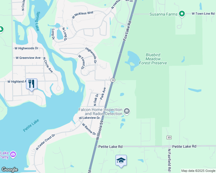 map of restaurants, bars, coffee shops, grocery stores, and more near 39460 Illinois 59 in Lake Villa