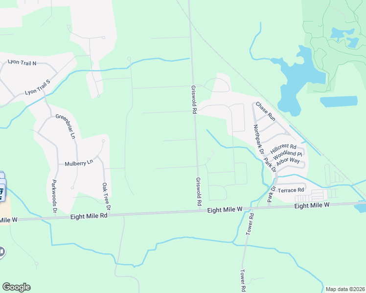 map of restaurants, bars, coffee shops, grocery stores, and more near 21445 Griswold Road in South Lyon
