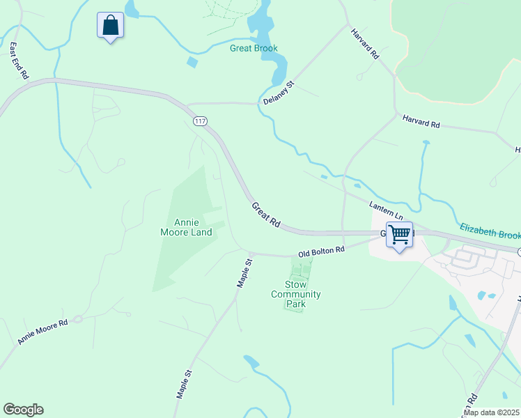 map of restaurants, bars, coffee shops, grocery stores, and more near 815 Massachusetts 117 in Stow