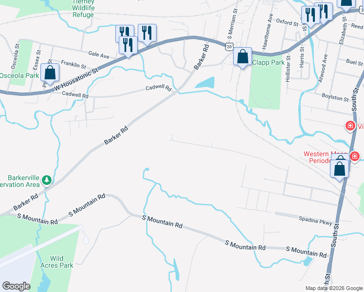 map of restaurants, bars, coffee shops, grocery stores, and more near 195 Velma Avenue in Pittsfield