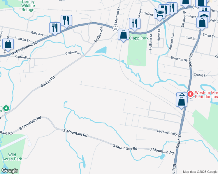 map of restaurants, bars, coffee shops, grocery stores, and more near 132 Velma Avenue in Pittsfield